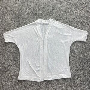 Aeropostale Cardigan Womens S White Sheer Short Sleeve Knit Open Front Sweater